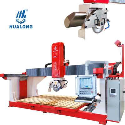 מכונות אבן HUALONG סדרת HKNC מכונת חיתוך שיש מסור גשר 5 צירים CNC לחיתוך משטחי גרניט קוורץ מצבה